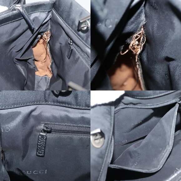 GUCCI Bamboo Hand Bag Nylon Black 002 1010 002 1010 - Picture 12 of 13